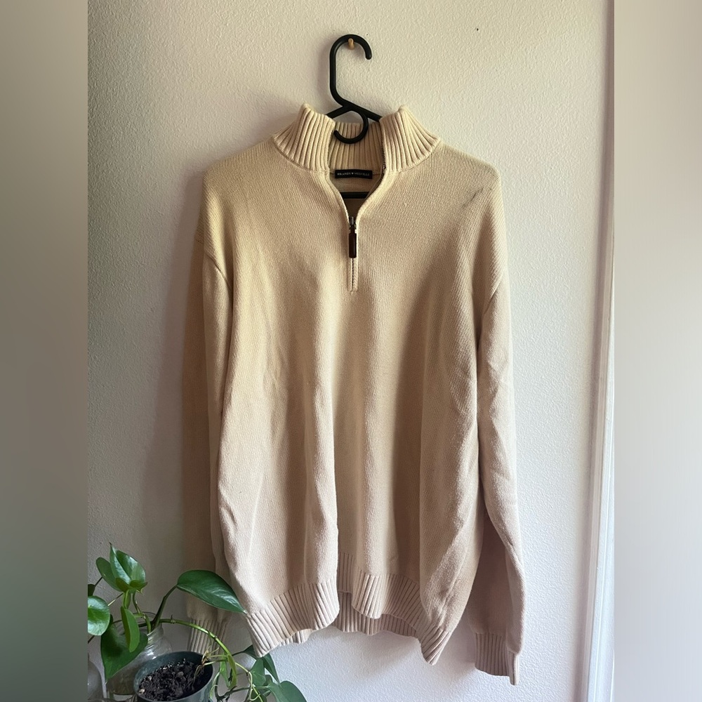 Brandy Melville aleah cotton sweater cream zip up